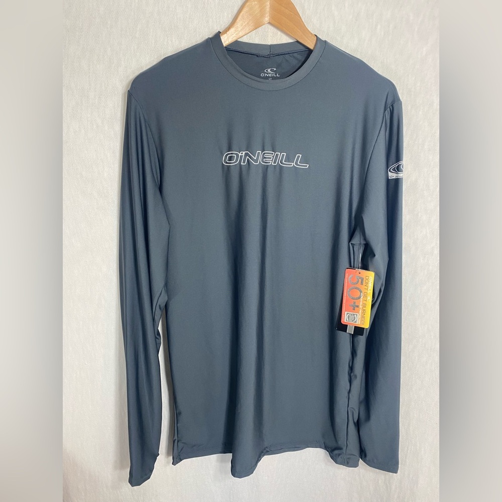 O'Neill Men's Basic Skins UPF 50+ Long Sleeve Sun Shirt Graphite Size LT NWT
